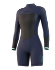 Mystic Brand Longarm Shorty 3/2mm Back-Zip Flatlock Women Wetsuit Springsuit Night Blue