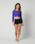 MYSTIC SUN LS RASH CROP WOMEN PURPLE X-Large