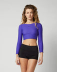 MYSTIC SUN LS RASH CROP WOMEN PURPLE X-Large